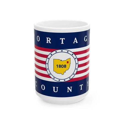 Flag of Portage County Ohio (United States) White Coffee Mug 15oz - Go Mug Yourself