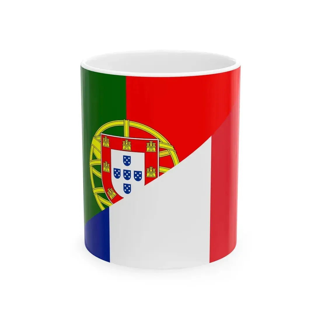 Flag of Portugal and France (France) White Coffee Mug 11oz - Go Mug Yourself
