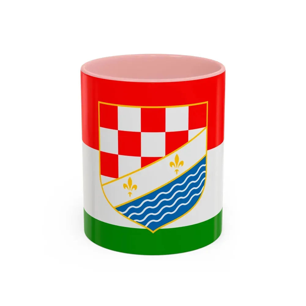 Flag of Posavina Canton Bosnia and Herzegovina - Accent Coffee Mug 11oz Pink - Go Mug Yourself