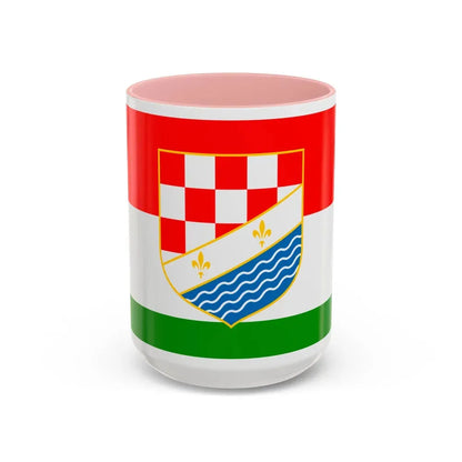 Flag of Posavina Canton Bosnia and Herzegovina - Accent Coffee Mug 15oz Pink - Go Mug Yourself