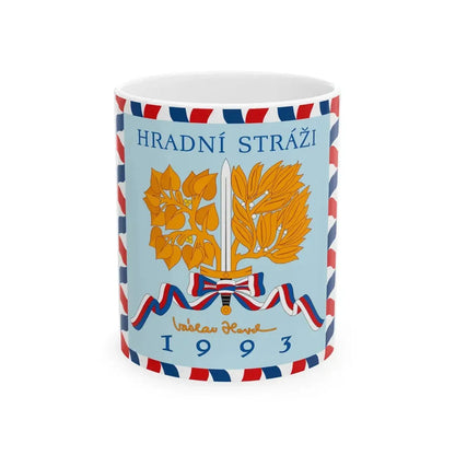Flag of Prague Castle Guard 1993 reverse (Czech Republic) White Coffee Mug 11oz - Go Mug Yourself