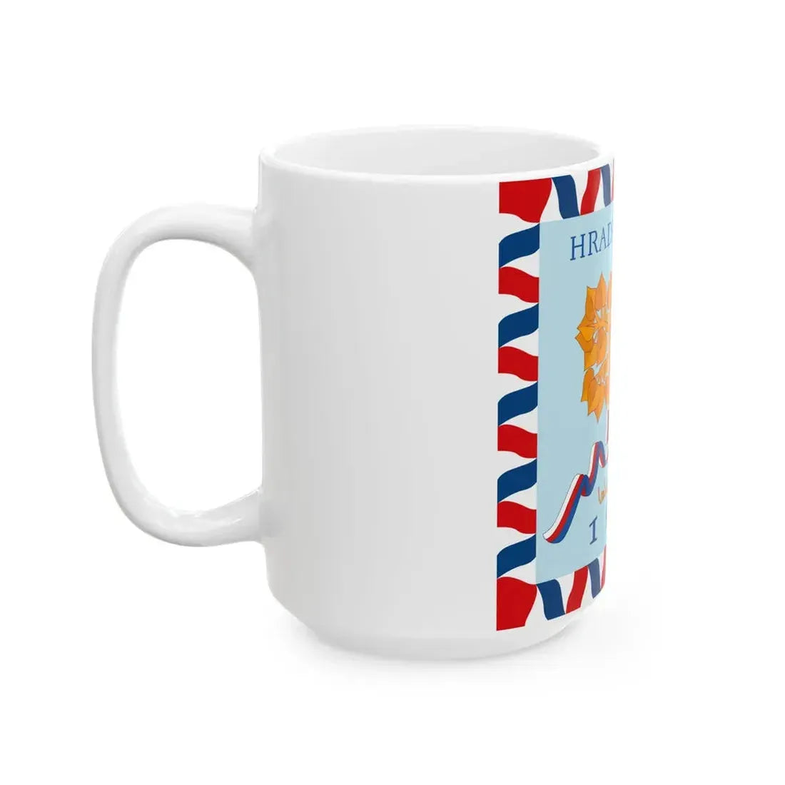 Flag of Prague Castle Guard 1993 reverse (Czech Republic) White Coffee Mug - Go Mug Yourself