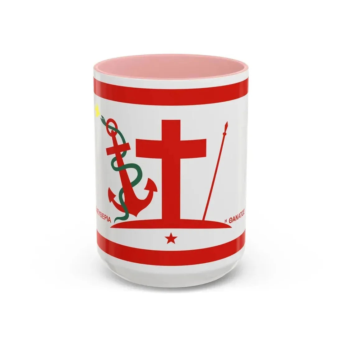Flag of Psara Greece - Accent Coffee Mug 15oz Pink - Go Mug Yourself