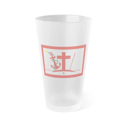 Flag of Psara Greece - Frosted Pint Glass 16oz 16oz Frosted - Go Mug Yourself