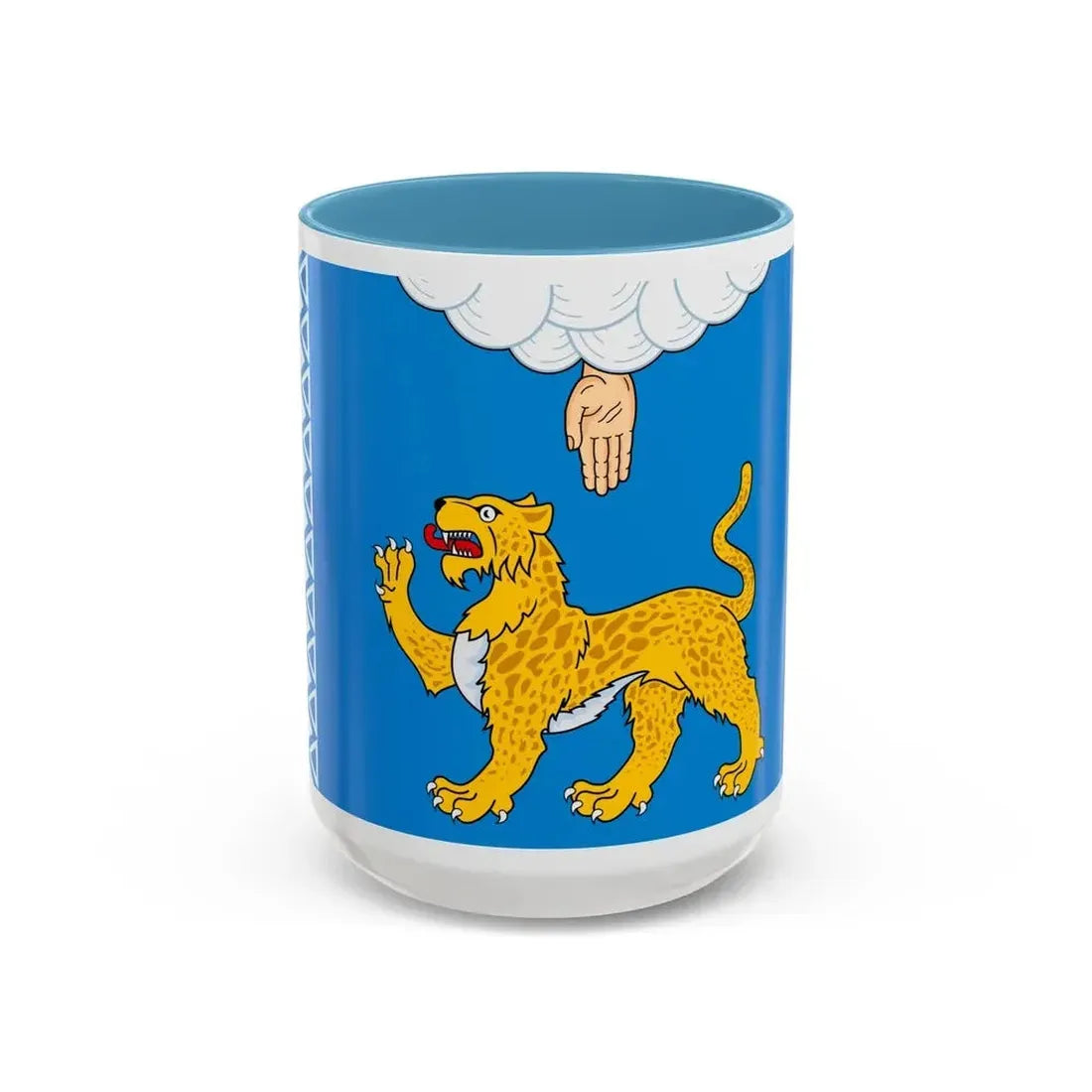 Flag of Pskov Oblast Russia - Accent Coffee Mug 15oz Light Blue - Go Mug Yourself