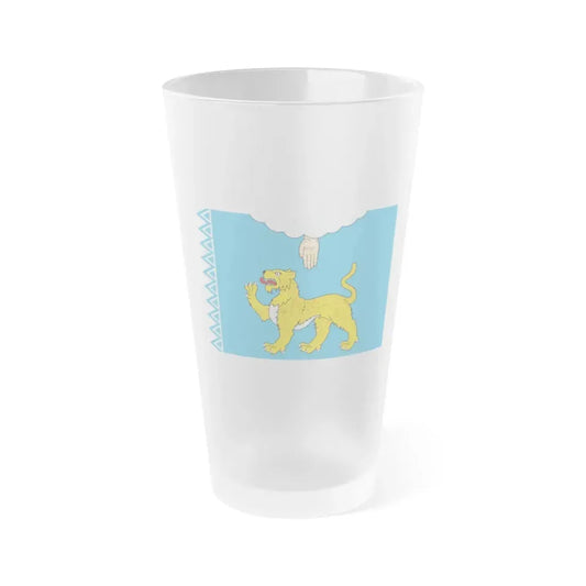 Flag of Pskov Oblast Russia - Frosted Pint Glass 16oz 16oz Frosted - Go Mug Yourself