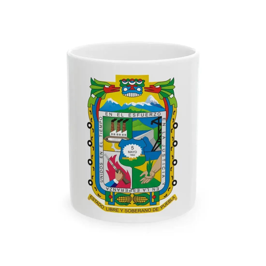 Flag of Puebla (Mexico) White Coffee Mug 11oz - Go Mug Yourself