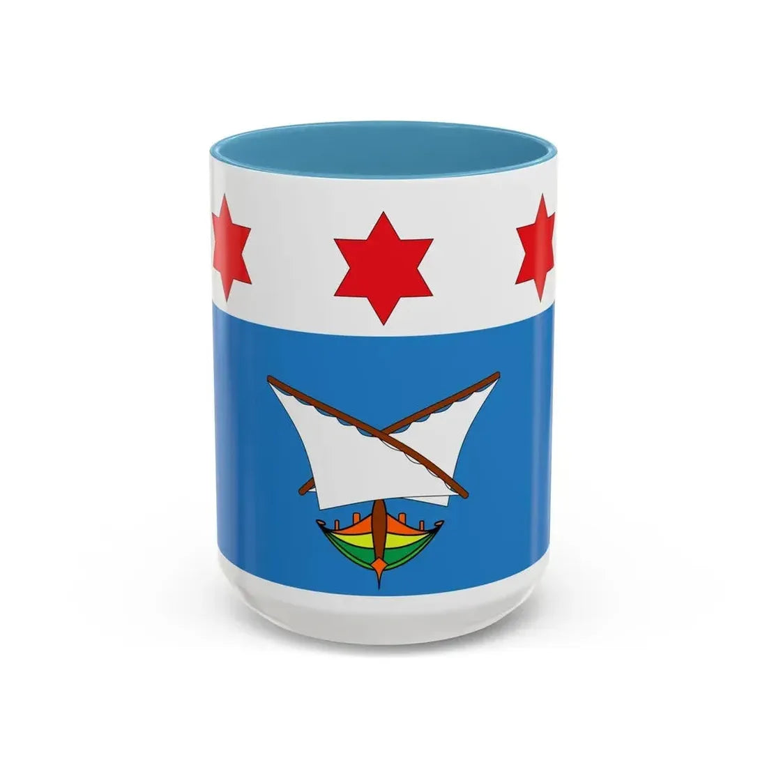 Flag of Qala Malta - Accent Coffee Mug 15oz Light Blue - Go Mug Yourself