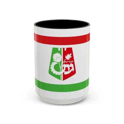 Flag of Qiryat Gat Israel - Accent Coffee Mug 15oz Black - Go Mug Yourself