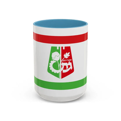 Flag of Qiryat Gat Israel - Accent Coffee Mug 15oz Light Blue - Go Mug Yourself