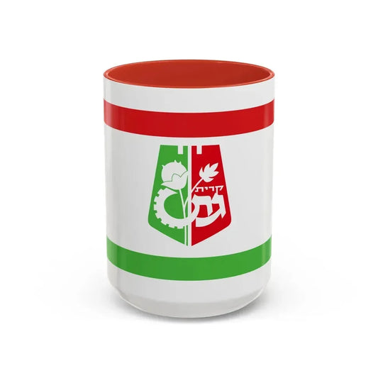 Flag of Qiryat Gat Israel - Accent Coffee Mug 15oz Red - Go Mug Yourself
