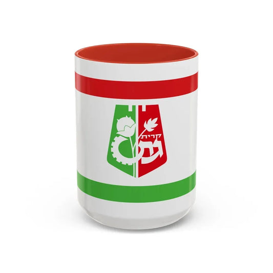 Flag of Qiryat Gat Israel - Accent Coffee Mug 15oz Red - Go Mug Yourself