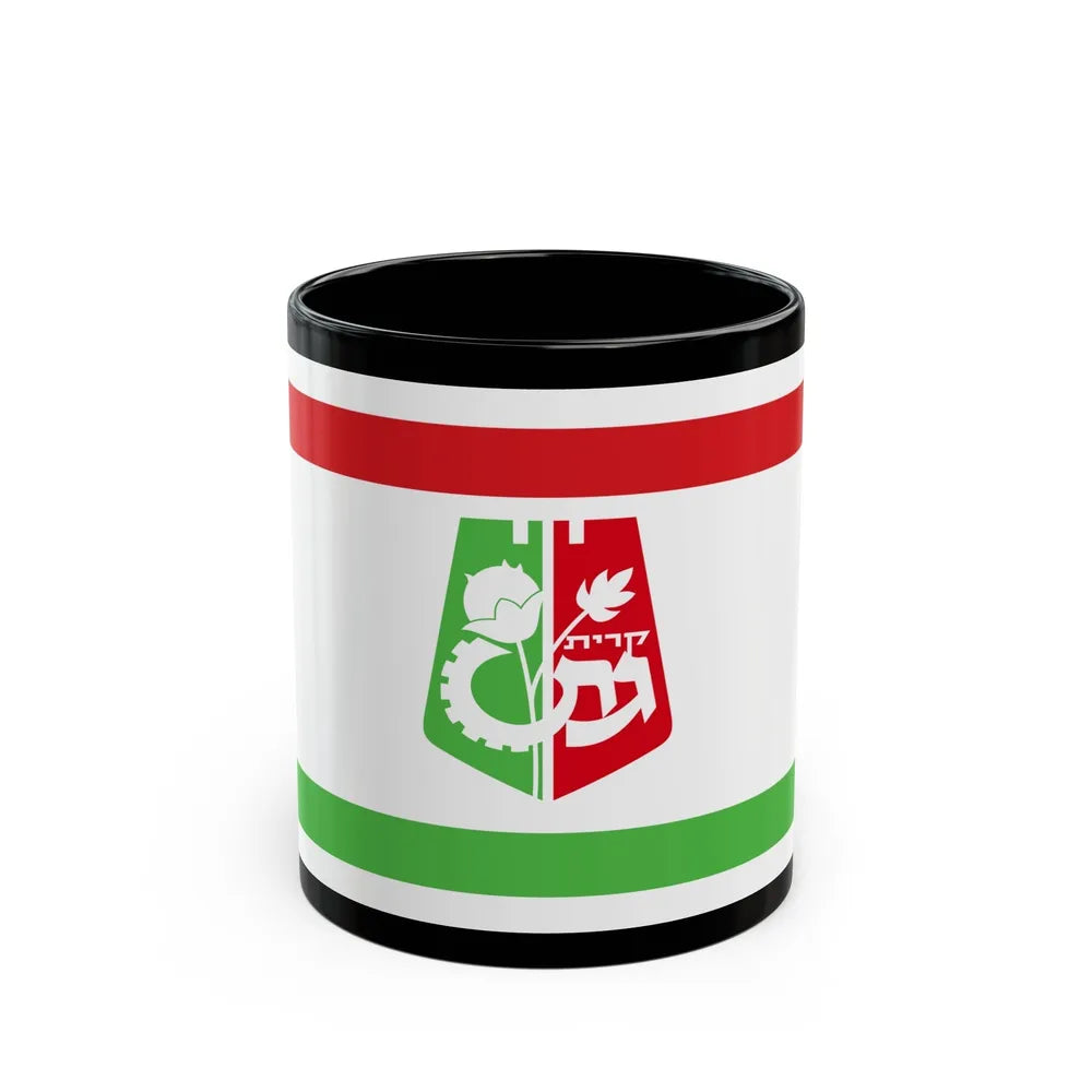 Flag of Qiryat Gat Israel - Black Coffee Mug-11oz-Go Mug Yourself