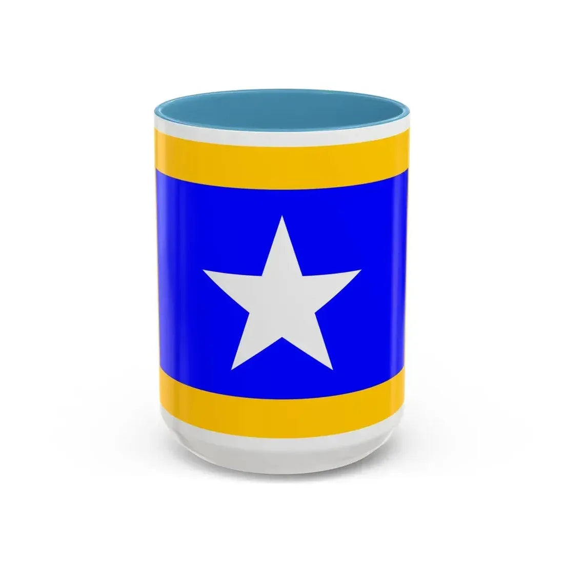 Flag of Qrendi Malta - Accent Coffee Mug 15oz Light Blue - Go Mug Yourself