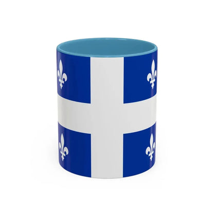 Flag of Quebec Canada - Accent Coffee Mug 11oz Light Blue - Go Mug Yourself