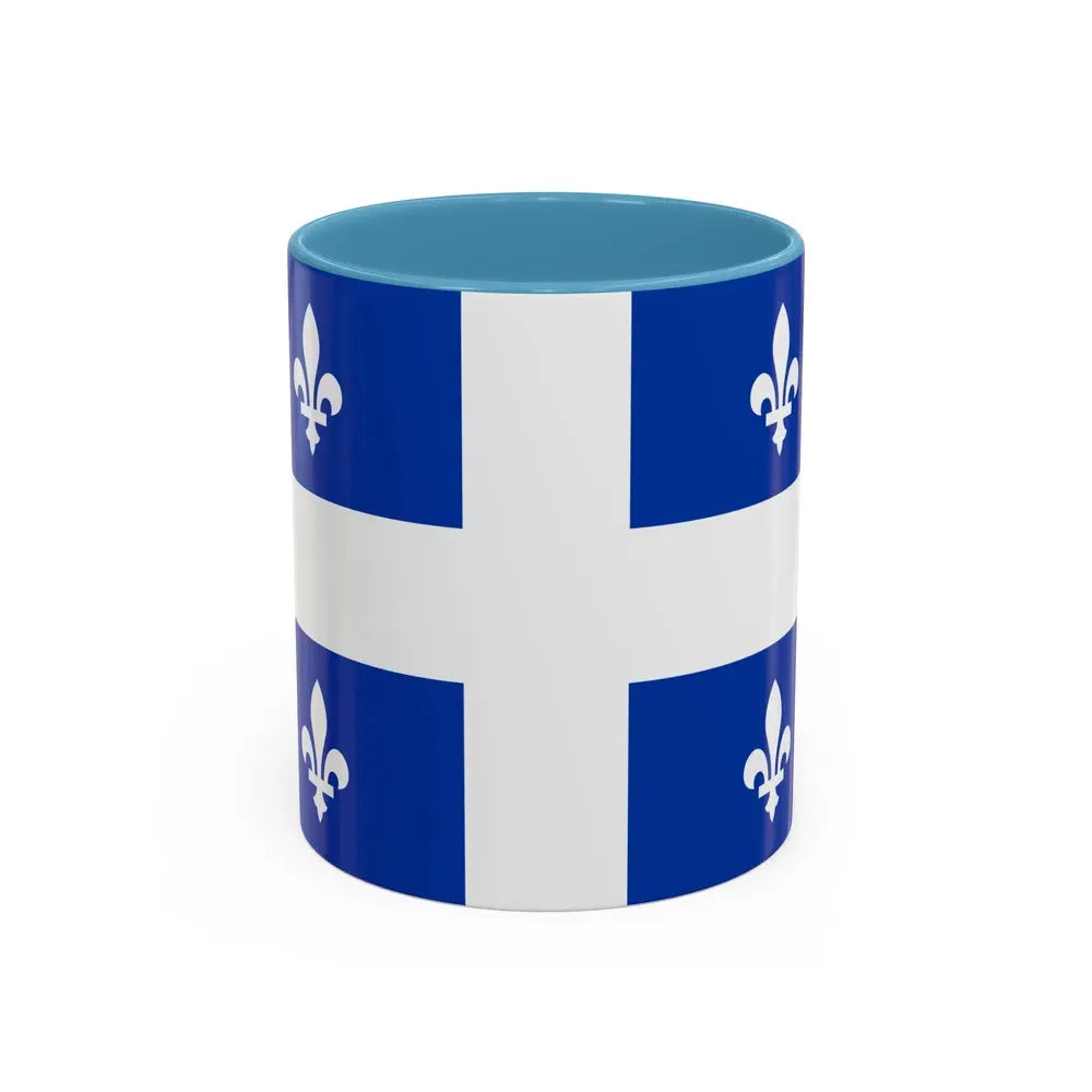 Flag of Quebec Canada - Accent Coffee Mug 11oz Light Blue - Go Mug Yourself