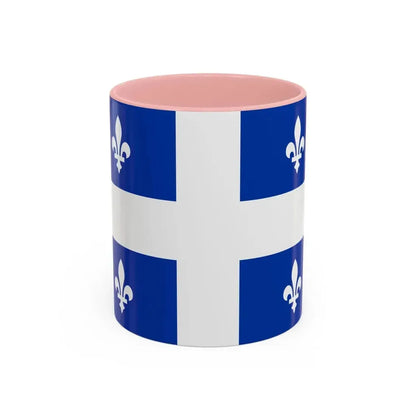 Flag of Quebec Canada - Accent Coffee Mug 11oz Pink - Go Mug Yourself