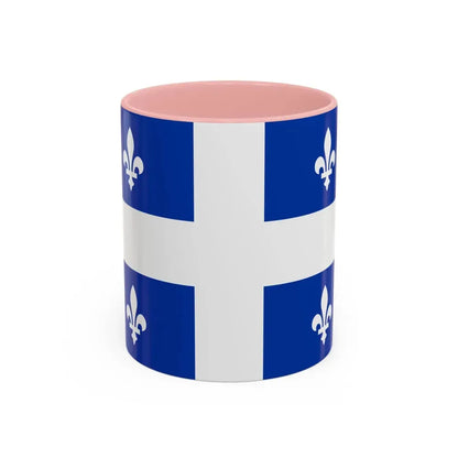 Flag of Quebec Canada - Accent Coffee Mug 11oz Pink - Go Mug Yourself