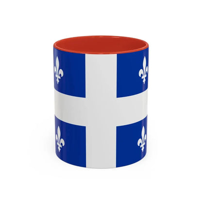 Flag of Quebec Canada - Accent Coffee Mug 11oz Red - Go Mug Yourself