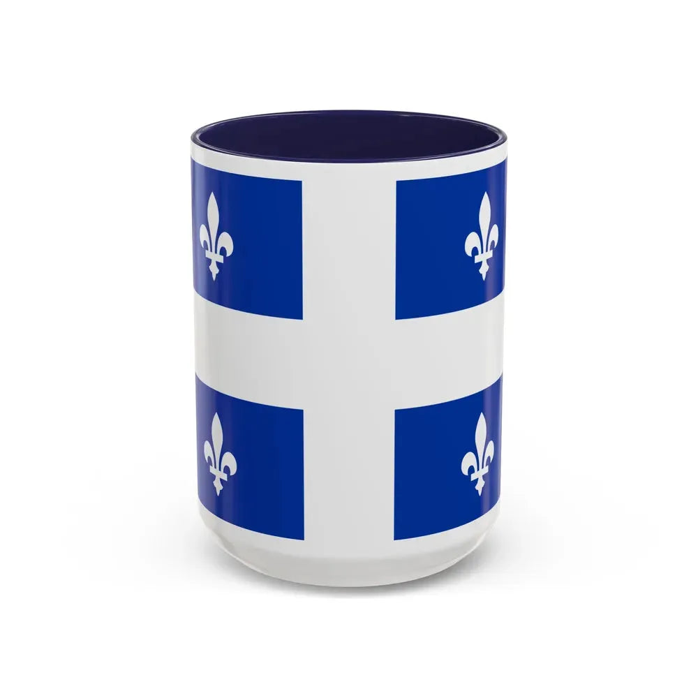 Flag of Quebec Canada - Accent Coffee Mug 15oz Navy - Go Mug Yourself