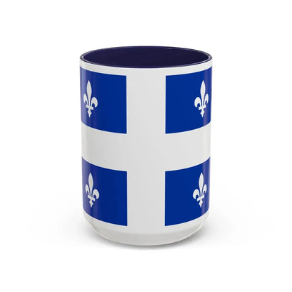 Flag of Quebec Canada - Accent Coffee Mug 15oz Navy - Go Mug Yourself
