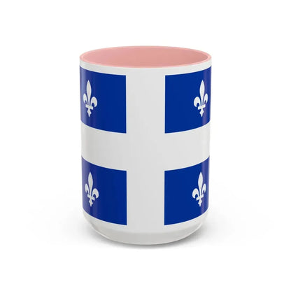 Flag of Quebec Canada - Accent Coffee Mug 15oz Pink - Go Mug Yourself