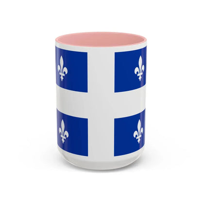 Flag of Quebec Canada - Accent Coffee Mug 15oz Pink - Go Mug Yourself
