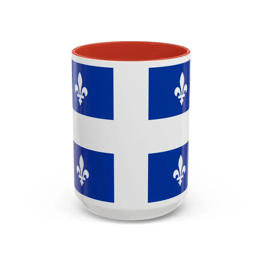 Flag of Quebec Canada - Accent Coffee Mug 15oz Red - Go Mug Yourself