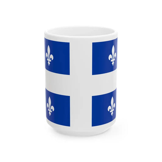 Flag of Quebec Canada - White Coffee Mug 15oz - Go Mug Yourself