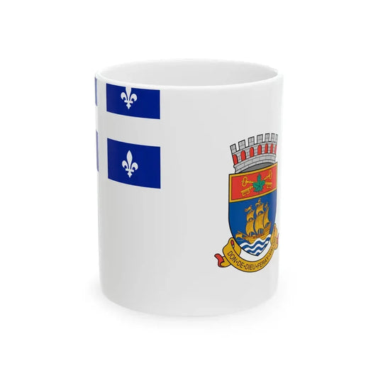 Flag of Quebec City 1967-1987 (Canada) White Coffee Mug 11oz - Go Mug Yourself
