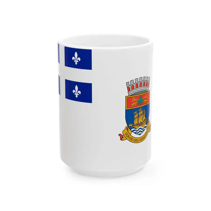Flag of Quebec City 1967-1987 (Canada) White Coffee Mug 15oz - Go Mug Yourself