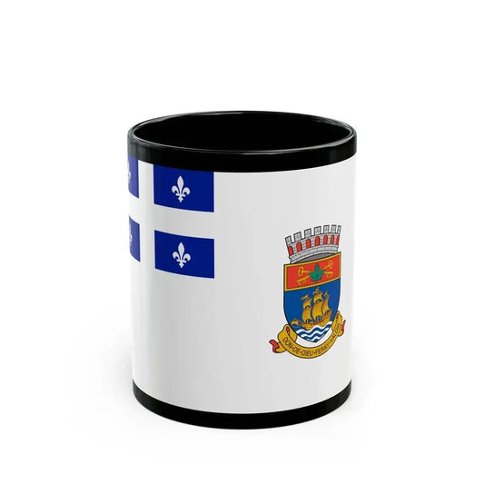 Flag of Quebec City 1967 to 1987 Canada - Black Coffee Mug 11oz - Go Mug Yourself