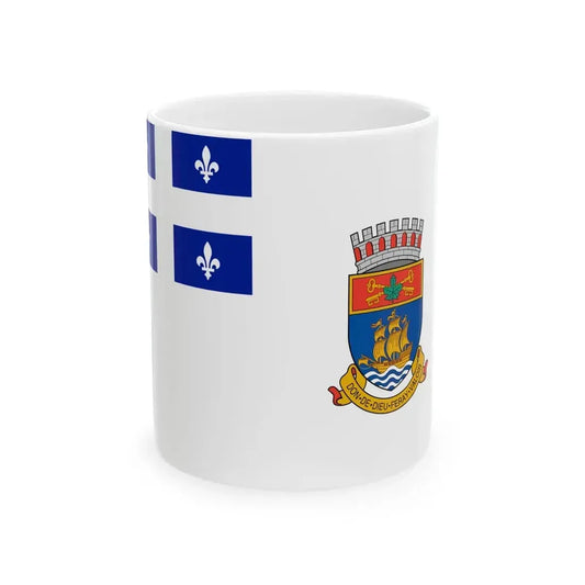 Flag of Quebec City 1967 to 1987 Canada - White Coffee Mug 11oz - Go Mug Yourself