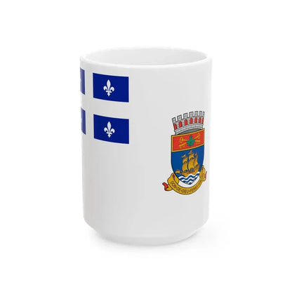Flag of Quebec City 1967 to 1987 Canada - White Coffee Mug 15oz - Go Mug Yourself