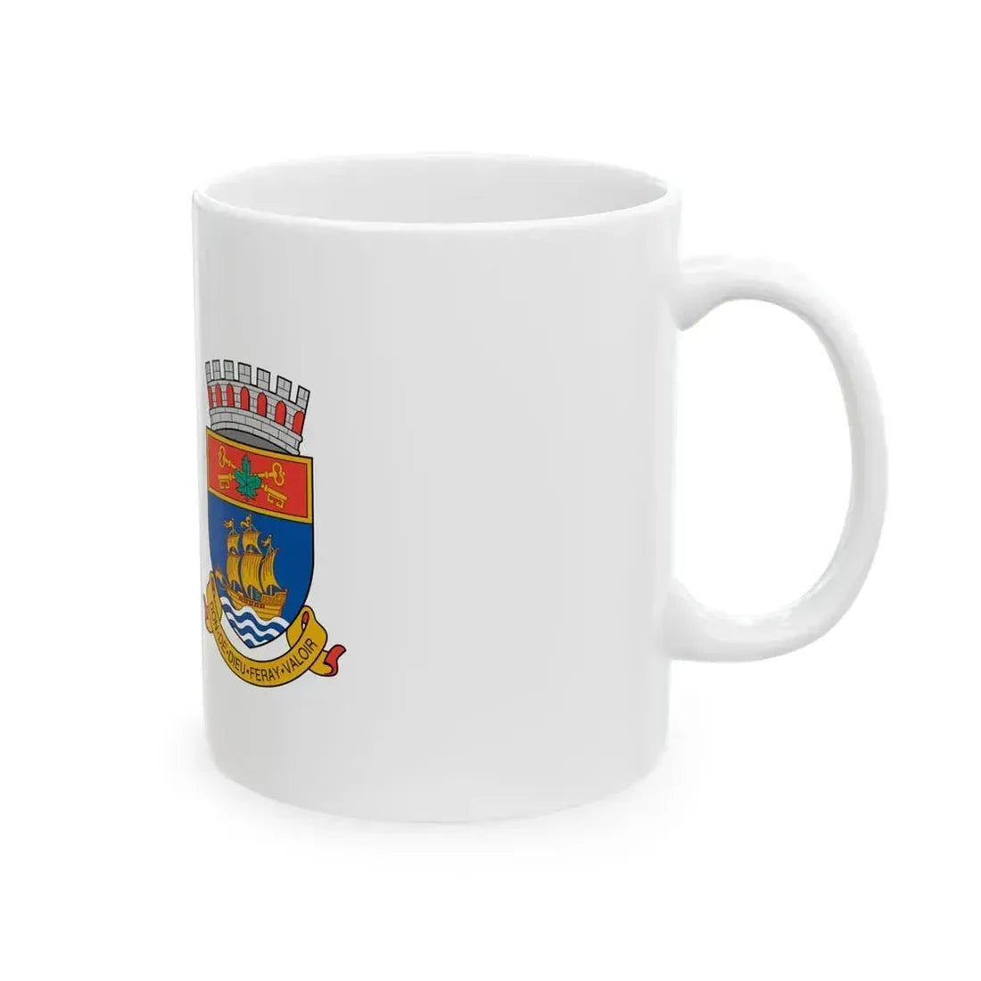 Flag of Quebec City 1967 to 1987 Canada - White Coffee Mug - Go Mug Yourself