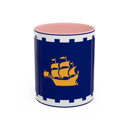 Flag of Quebec City Canada - Accent Coffee Mug 11oz Pink - Go Mug Yourself