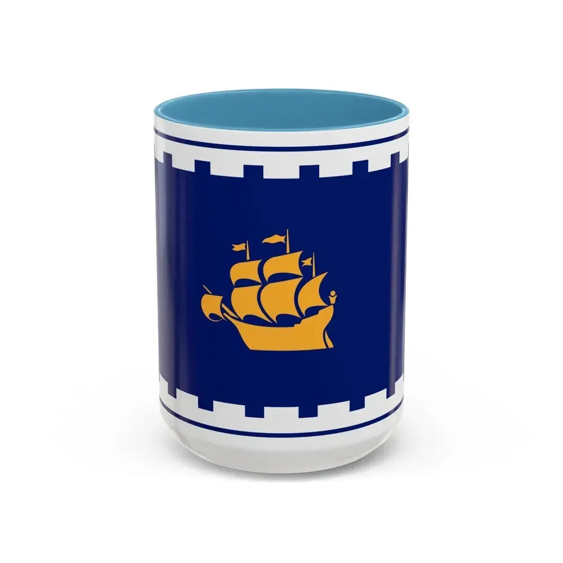Flag of Quebec City Canada - Accent Coffee Mug 15oz Light Blue - Go Mug Yourself