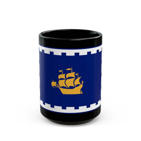 Flag of Quebec City Canada - Black Coffee Mug-15oz-Go Mug Yourself