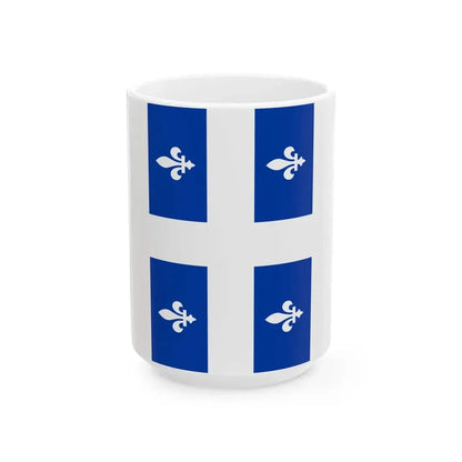 Flag of Quebec vertical (Canada) White Coffee Mug 15oz - Go Mug Yourself