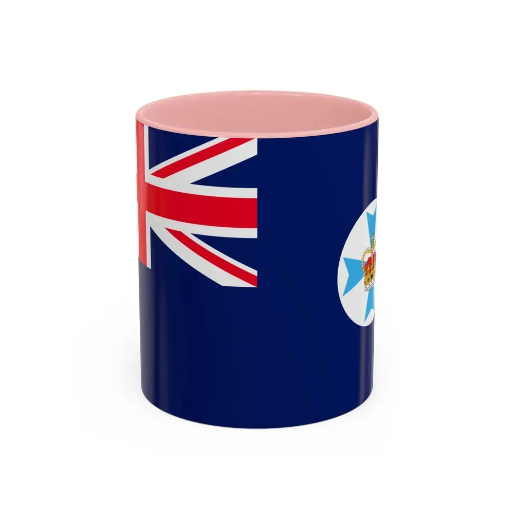 Flag of Queensland Australia - Accent Coffee Mug 11oz Pink - Go Mug Yourself
