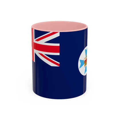 Flag of Queensland Australia - Accent Coffee Mug 11oz Pink - Go Mug Yourself