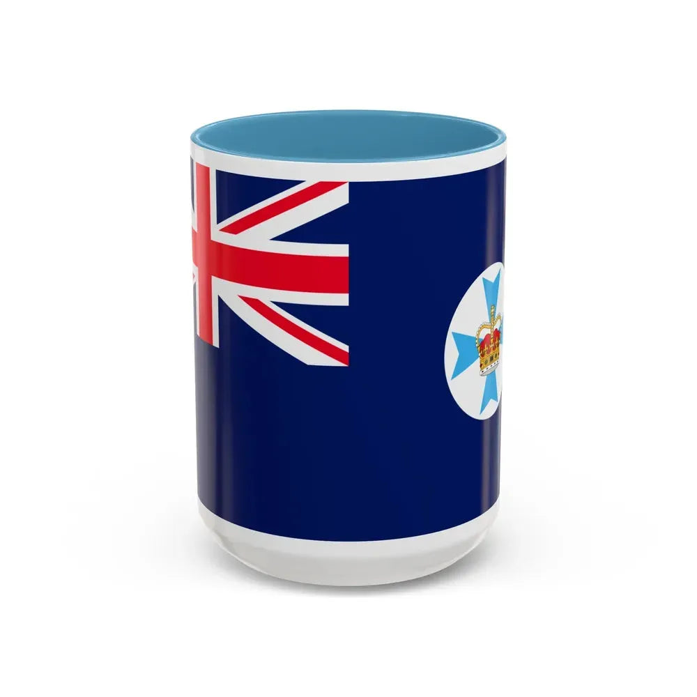 Flag of Queensland Australia - Accent Coffee Mug 15oz Light Blue - Go Mug Yourself
