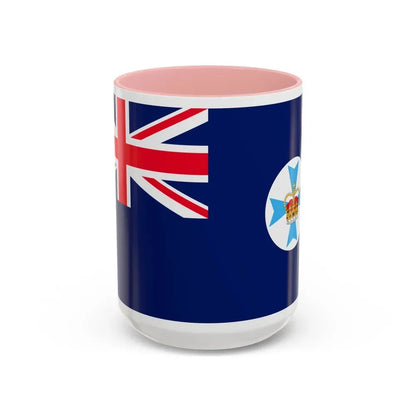 Flag of Queensland Australia - Accent Coffee Mug 15oz Pink - Go Mug Yourself