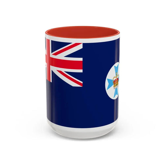 Flag of Queensland Australia - Accent Coffee Mug 15oz Red - Go Mug Yourself