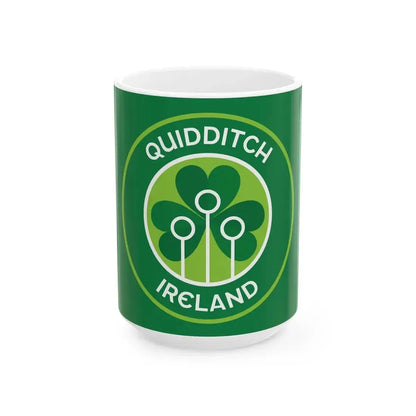 Flag of Quidditch Ireland (Ireland) White Coffee Mug 15oz - Go Mug Yourself
