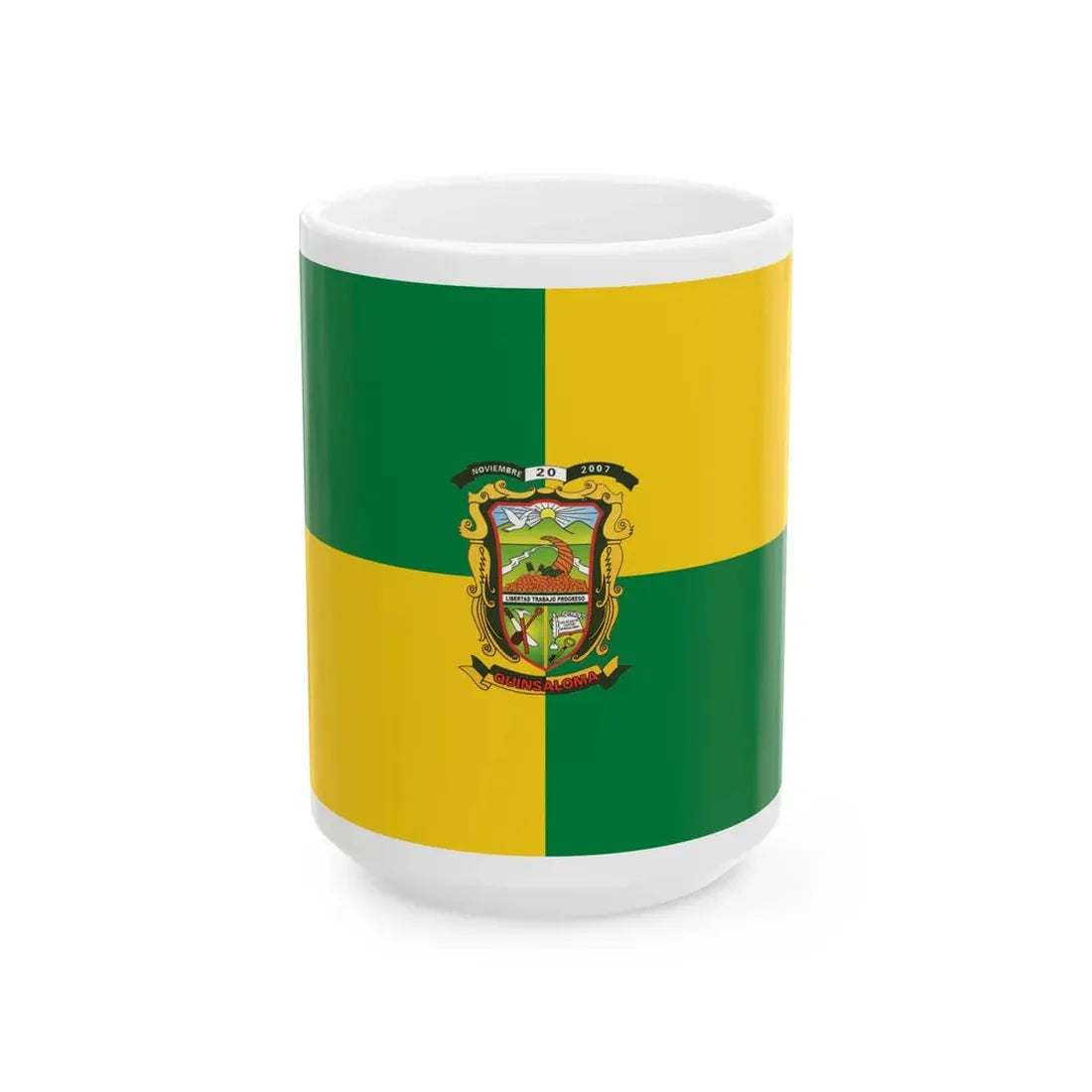 Flag of Quinsaloma (Ecuador) White Coffee Mug 15oz - Go Mug Yourself