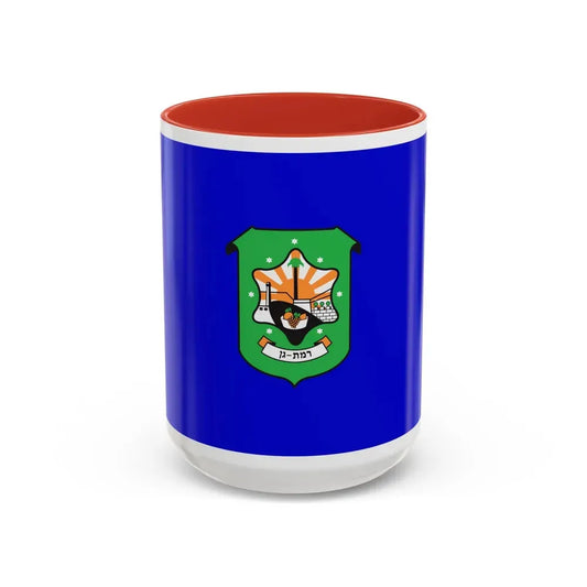 Flag of Ramat Gan Israel - Accent Coffee Mug 15oz Red - Go Mug Yourself