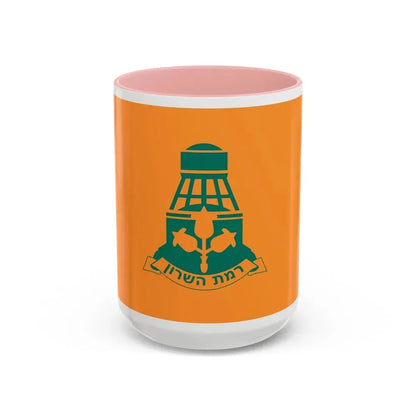 Flag of Ramat HaSharon Israel - Accent Coffee Mug 15oz Pink - Go Mug Yourself