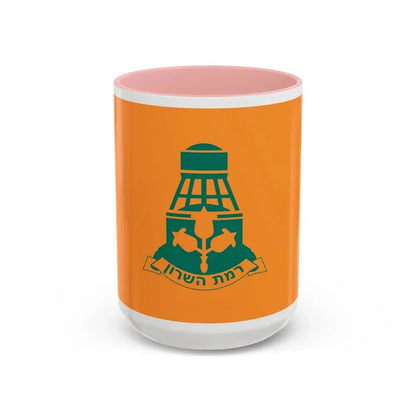 Flag of Ramat HaSharon Israel - Accent Coffee Mug 15oz Pink - Go Mug Yourself