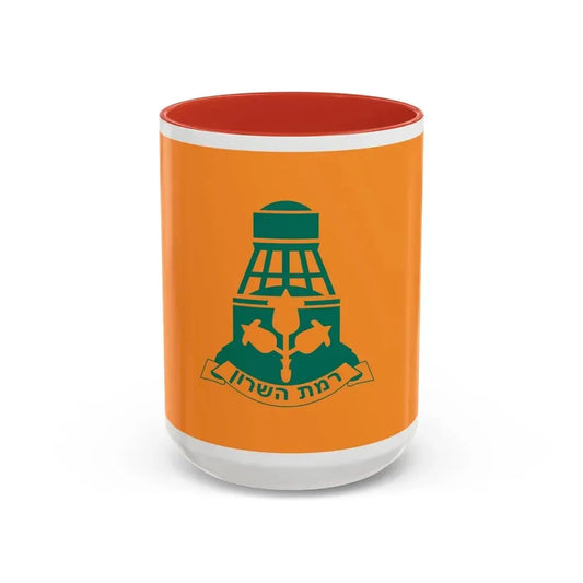 Flag of Ramat HaSharon Israel - Accent Coffee Mug 15oz Red - Go Mug Yourself